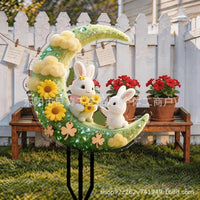 Easter Moon Bunny 2D Acrylic Garden Stake Decoration