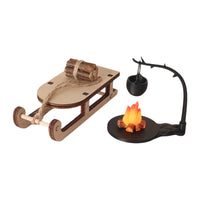 Miniature Christmas Sleigh and Hanging Stove Dollhouse DIY Kit