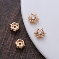Gold-Plated Snowflake Zircon Flower Core Charms for DIY Hairpins Earrings Tassels