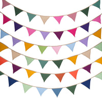 Kids Double-Layer Cotton Crepe Solid Color Triangle Flag Banner for Birthday Parties, Kindergarten, Home, and Camping Decor