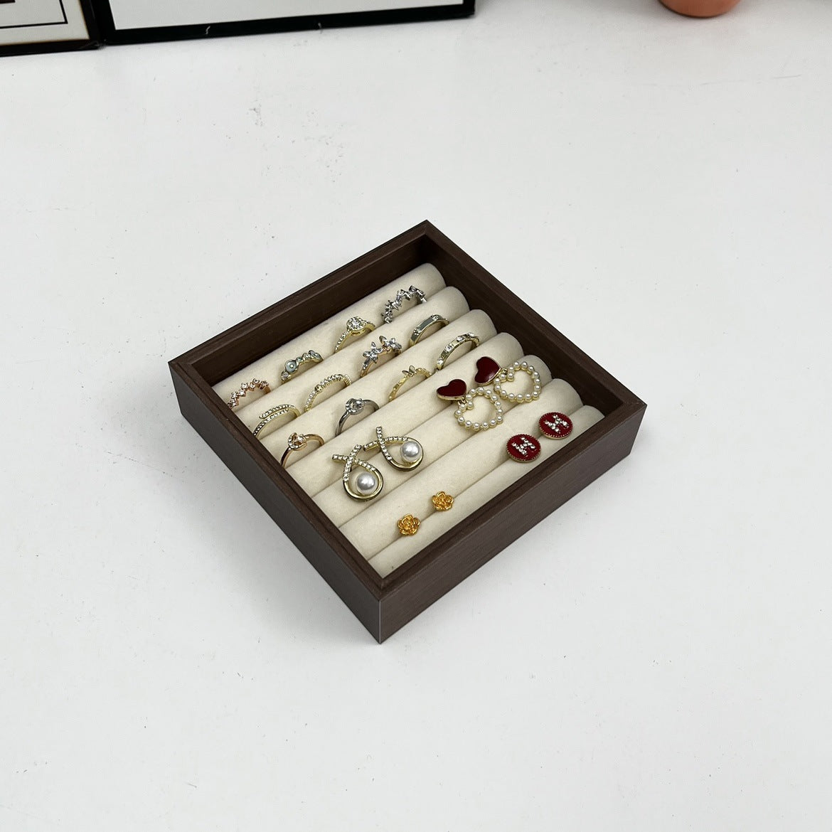Walnut Wood Jewelry Display Tray for Earrings, Rings, Necklaces, and Collectibles
