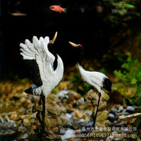Resin Crane Figurine for Aquarium Landscape and Home Decor