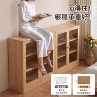 Solid Wood Dustproof Bookcase with Doors and Drawers for Home Office Living Room