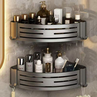 Suction Cup Bathroom Corner Shelf Organizer for Toilet and Shower, No-Drill Wall Mount Storage Basket
