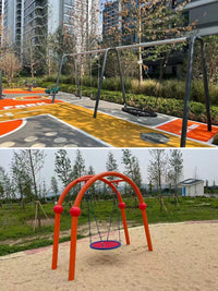 Kids Outdoor Large Swing and Slide Combination Set with Thickened Steel Pipe for Yard Park