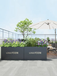 Outdoor Iron Stainless Steel Planter Box Rectangular Garden Bed Commercial Street Square Fence Flower Trough