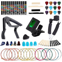 Guitar Accessories Kit with Strings, Picks, Capo, Tuner, and String Changing Tool