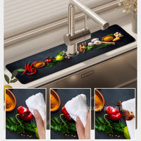 Creative Pattern Home Kitchen Faucet Absorbent Mat Diatomaceous Earth Quick Dry Non-slip Mildew-proof Eco-friendly