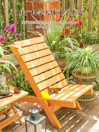 Outdoor Solid Wood Patio Lounge Chair Set with Table, Balcony Leisure Sofa Chair for Small Spaces