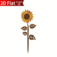 Vintage Rusty Metal Flower Garden Stake Decor for Outdoor Yard and Patio