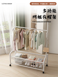 Foldable Garment Rack with Wheels, Freestanding Clothes Hanger for Bedroom, Small Indoor Drying Rack