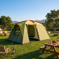 Outdoor Camping Tent for 3-4 People, Double Layer, Sun Protection, Rainproof, Thickened