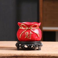 Red Ceramic Succulent Planter with Tray for Office and Home Decor
