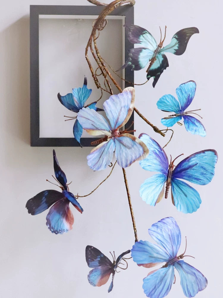 Artificial Butterfly Orchid Branch Wall Decor with Photo Frame
