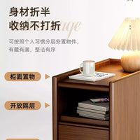 Solid Wood Narrow Nightstand for Bedroom, Small Bedside Table with Storage, Ultra-Thin Gap Cabinet