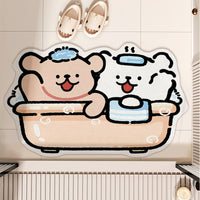 Diatomaceous Earth Bath Mat Cartoon Dog Rainbow Absorbent Non-Slip Bathroom Floor Mat