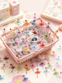 50PCS Transparent Cartoon Ballerina Girl Stickers for Scrapbooking, Guitar, Laptop, Water Bottle, Luggage, Helmet Decoration