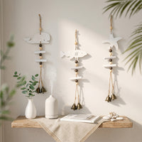 Mediterranean Style Wooden Animal Wind Chime Wall Decor for Home
