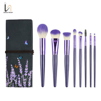 8-Piece Lavender Purple Makeup Brush Set with Eyeshadow, Foundation, and Blush Brushes