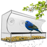 Outdoor Suction Cup Window Bird Feeder, Transparent Acrylic Hanging Bird Cage for Balcony Garden