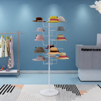 Multi-Layer Floor-Standing Hat Display Rack for Retail and Home Use