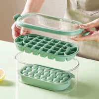 2-in-1 Ice Cube Tray with Storage Bin, Quick Release Ice Maker Mold, Food-Grade