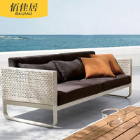 Outdoor Wicker Patio Sofa Set with Coffee Table for Garden Balcony