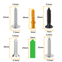 Plastic Expansion Wall Plugs with Self-Tapping Screws for Home and Office Mounting