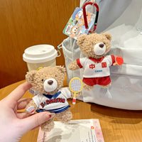 Cartoon Sports Bear Plush Keychain Pendant for Bags and Gifts