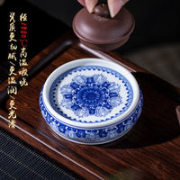 Hand-Painted Blue and White Porcelain Teapot Lid Holder