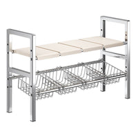 Retractable Under-Sink Organizer Shelf for Kitchen Cabinets, Multi-functional Punch-Free Pot and Pan Storage Rack
