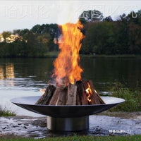 Outdoor Garden Fire Pit with Grill Grate for Patio Backyard Camping Bonfire Wood Burning Fire Bowl