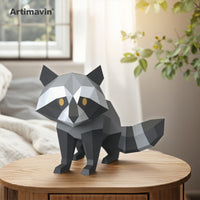 Raccoon 3D Paper Model Craft Kit for Display