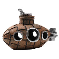 Underwater Submarine Wreck Aquarium Decoration with Oxygen Pump, Fish & Shrimp Shelter Cave