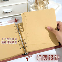 Square Small Flower Loose-Leaf Notebook with Soft Cover and Rope Closure, Thickened Kraft Paper Journal with Blank or Lined Pages