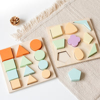 Geometric Shape Puzzle Wooden Montessori Educational Toy for Kids