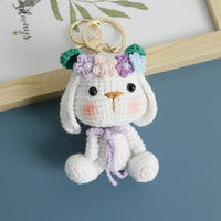 Handmade Crocheted Bride Rabbit Doll Keychain Charm