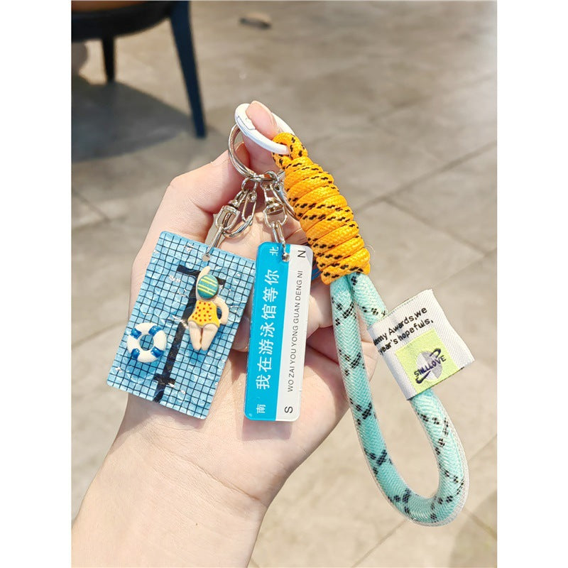 Swimming Pool Keychain Pendant Gift for Gym Enthusiasts and Couples