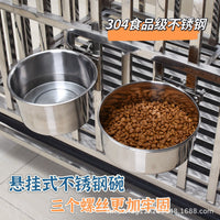 Pet Stainless Steel Hanging Bowl for Cages - Anti-Tip Food and Water Feeder