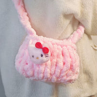 DIY Cloud Bag Crochet Kit with Cartoon Plush Charm, Handmade Crossbody Shoulder Bag Gift for Her