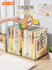 Stackable Clear Book Storage Boxes for Desk Organization, Large Capacity, Thickened Plastic, 3-4 Pack