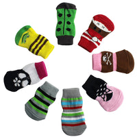 Pet Cotton Socks with Anti-Slip Bottoms, 4-Pack Dog Socks for Scratch Protection