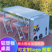 Portable Aluminum Folding Table with Stools for Outdoor Camping and Market Stalls