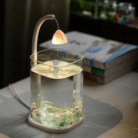 Mini Betta Fish Tank with LED Light - Desktop Glass Aquarium for Living Room Decor