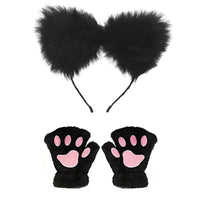 Plush Cat Ear Headband and Collar Set for Costume Parties and Cosplay
