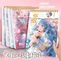 A4 Spiral Sketchbook for Art Students, Thickened Cute Drawing Pad