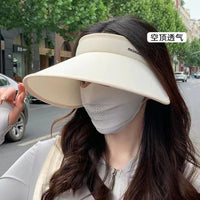 Ice Silk Sun Visor for Women, UV Protection Wide Brim Outdoor Cycling Empty Top Sun Hat