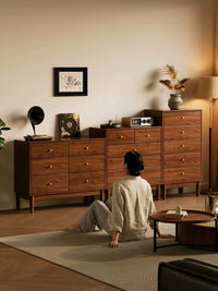 Mid-Century Modern Solid Wood Chest of Drawers Narrow Storage Cabinet for Bedroom