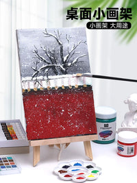 Mini Beechwood Tabletop Easel for Kids and Artists, Portable Folding Display Stand for Painting and Sketching
