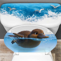 Cartoon Swimming Duck Seagull Toilet Lid Sticker, Funny Waterproof Bathroom Decor Decal